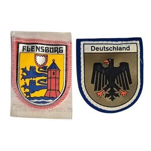 2 Assorted Sew On Vintage Badges - Deutschland - Flensburg
